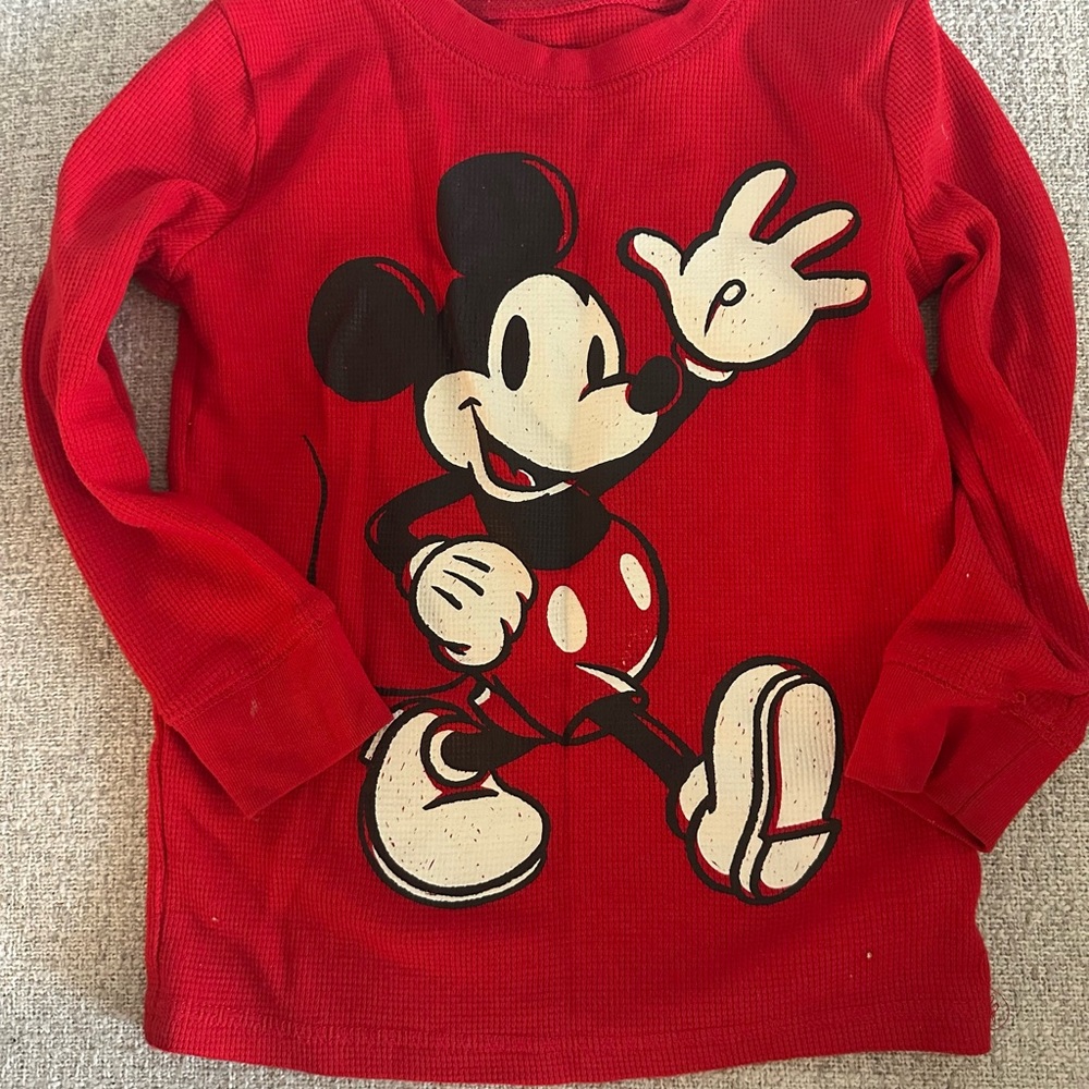 Disney Red Long Sleeve Mickey Mouse Kids Tee